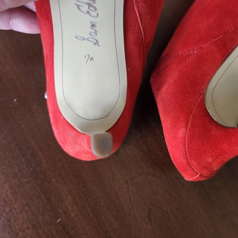 Sam Edelman Red Suede Slides With Heels NWOT Sz 7 ½ - Picture 6 of 9